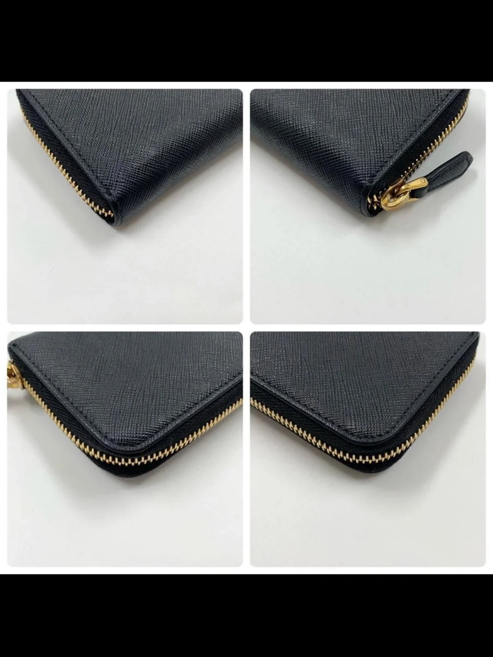 Prada Black Saffiano Leather Zip Wallet